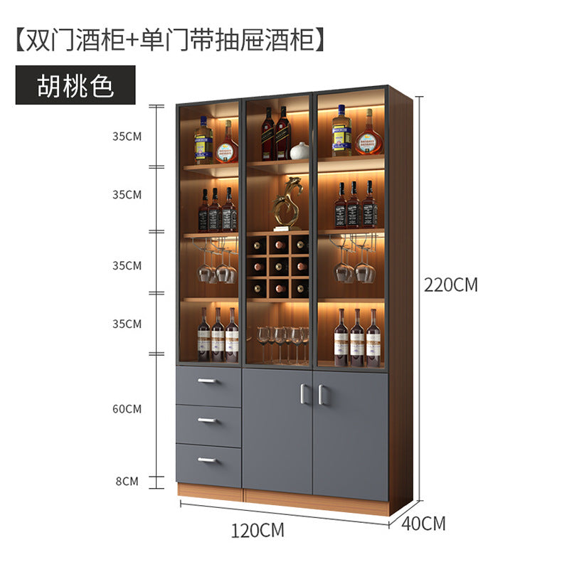 Apartment Wall-Mounted Sideboard Double-Door Wine Rack Storage Cabinet for Hotel Projects and Home Use LED Wine Cabinet
