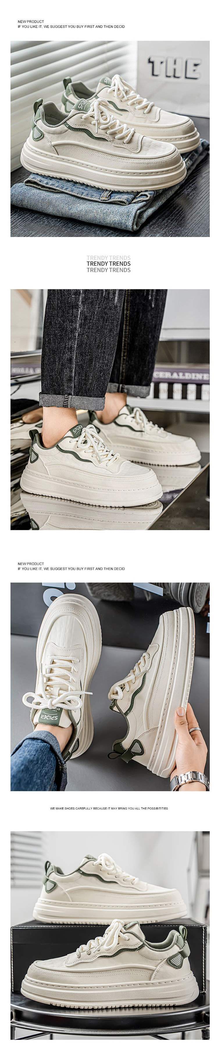 Men's Shoes2025Summer New Breathable Versatile Low-Top Casual Sneakers Men's Leather Waterproof Sports White Trendy Shoes