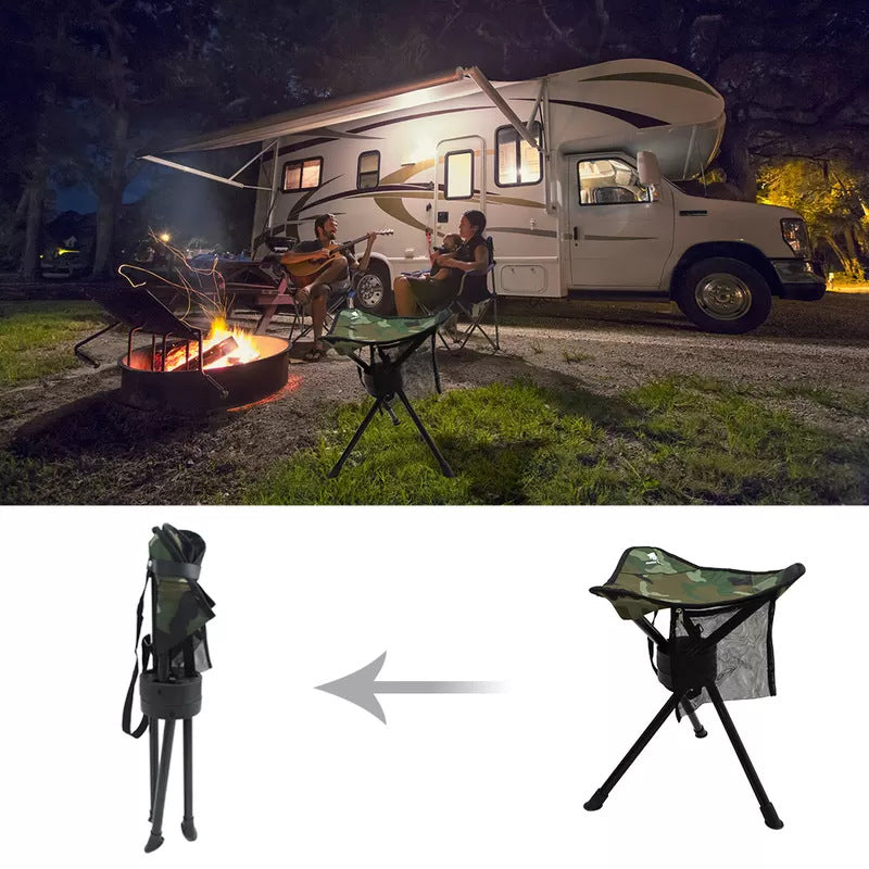 Outdoor Folding Chair Picnic Leisure Rotating Tripod Chair Fishing Portable Thickened Camping Stool
