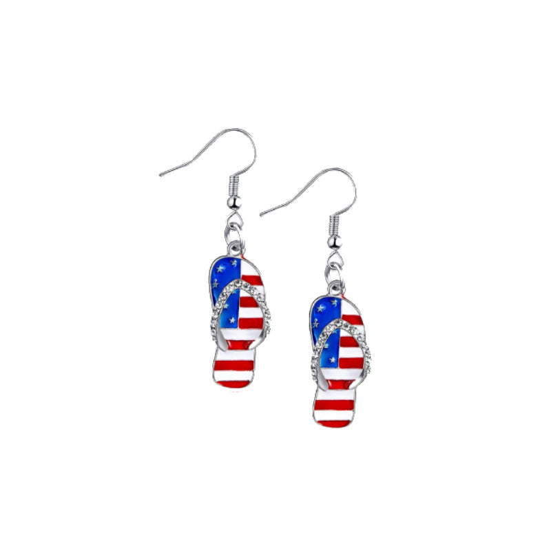 Women's Independence Day Alloy Earrings Red White Blue USA Letter Star Party Personality Wing Oil Drop Alloy Earrings