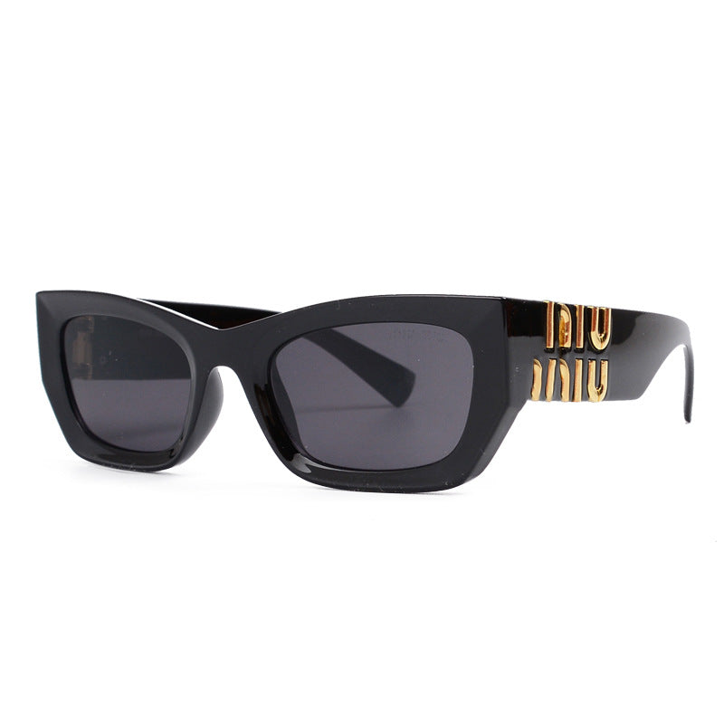 MU11Fashion Square Frame Letter Leg Sunglasses UV Protection Unisex Trendy Cat Eye Retro