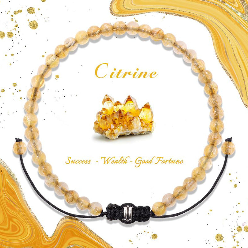 Natural Stone Crystal Beaded Bracelet4/6/8mm Chalcedony Turquoise Stretch Bracelet Lapis Tiger Eye Braided Bracelet