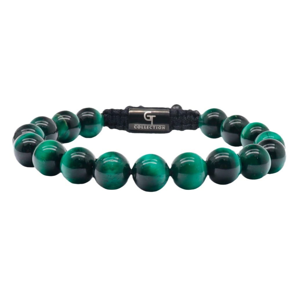 Men's Black Matte Woven Bracelet with Natural Stone10mm Beaded Stretch Bracelet Lapis Lazuli Tiger Eye Stone Woven Bracelet