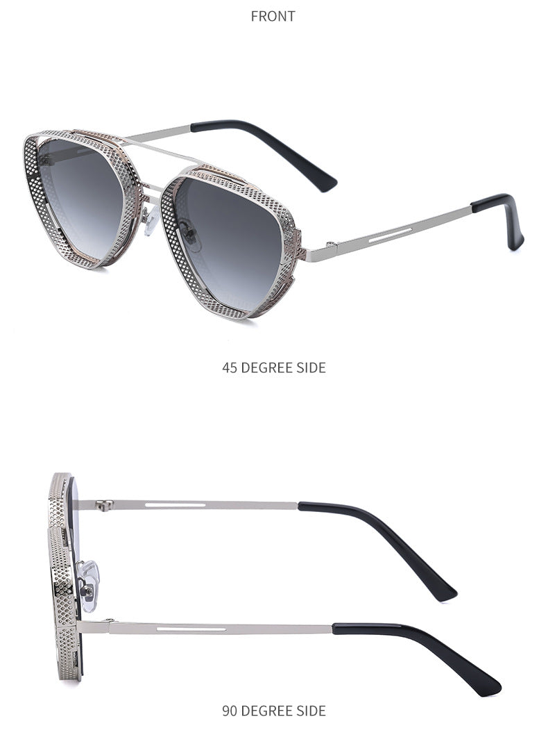 New Hollow Sunglasses for Men, European and American Retro Steampunk Irregular Sunglasses, Fashion Glasses sunglasses