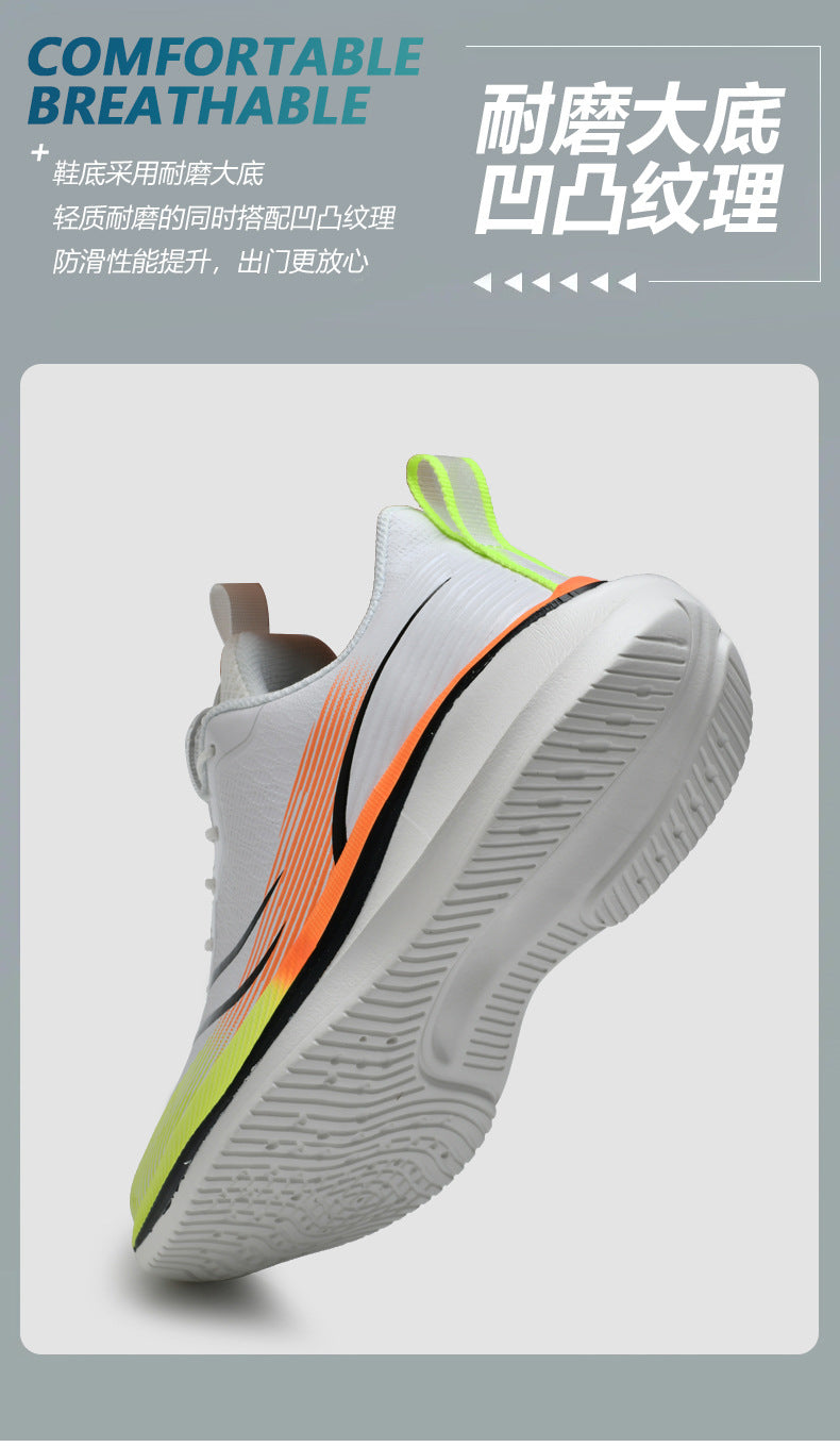 Children's shoes2025Rotating Button Leather Waterproof Boys' Running Shoes Girls' Lightweight Non-Slip Sports Shoes Trendy