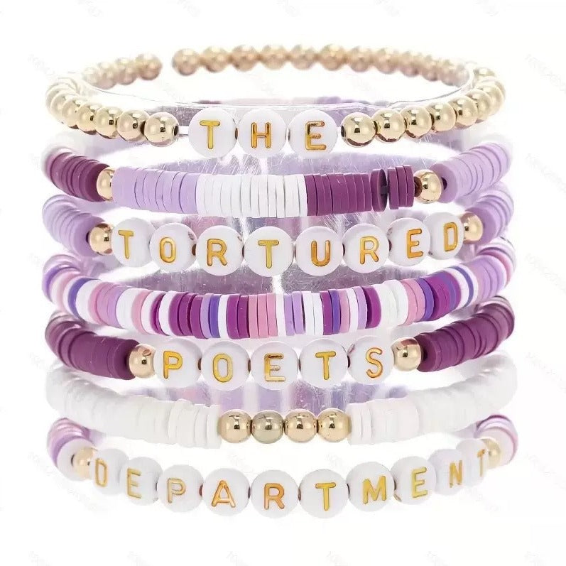 Ladies poets Jewelry Bracelet Set Versatile Colorful Bead Bracelet Elastic Cord Taylor Music Soft Clay Bracelet