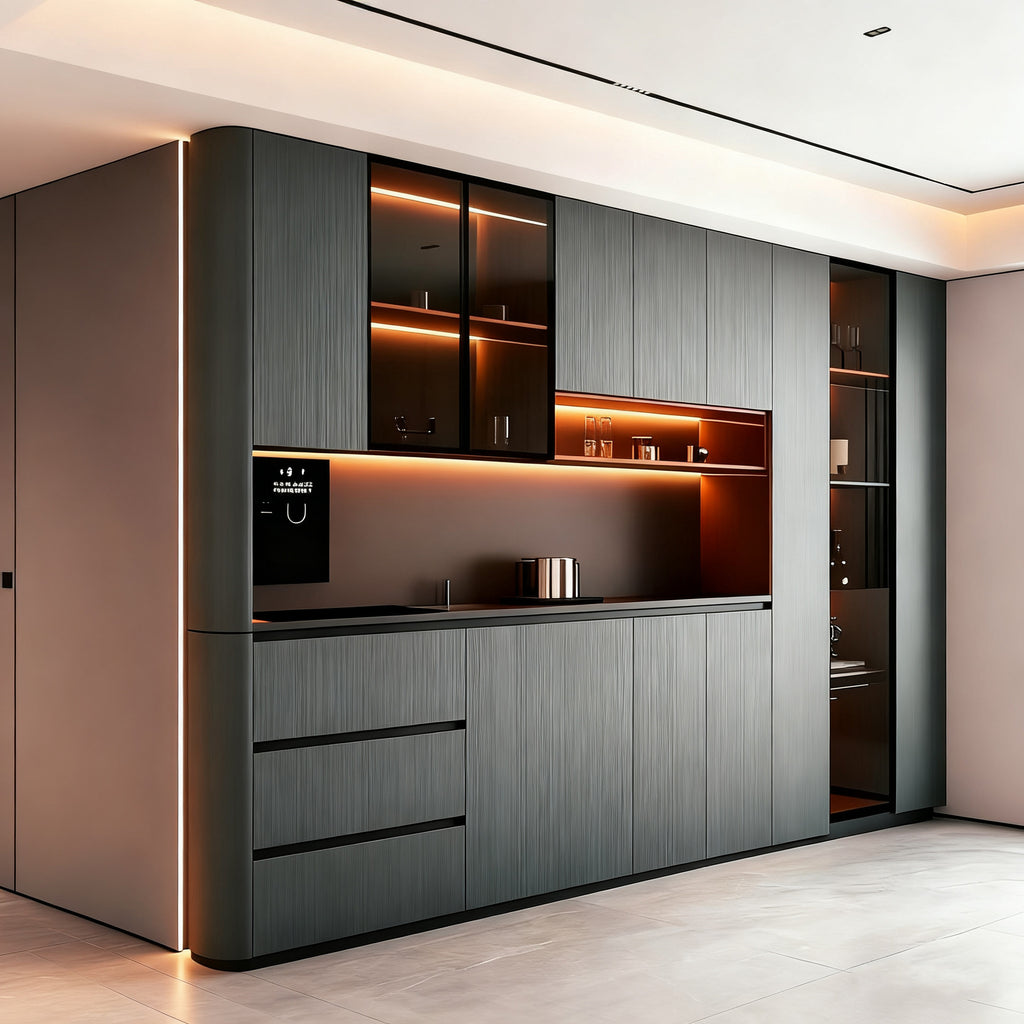 Full House Custom Honeycomb Aluminum Alloy Sideboard Storage Integrated Light Luxury Durable Home Living Room Furniture Overall Design