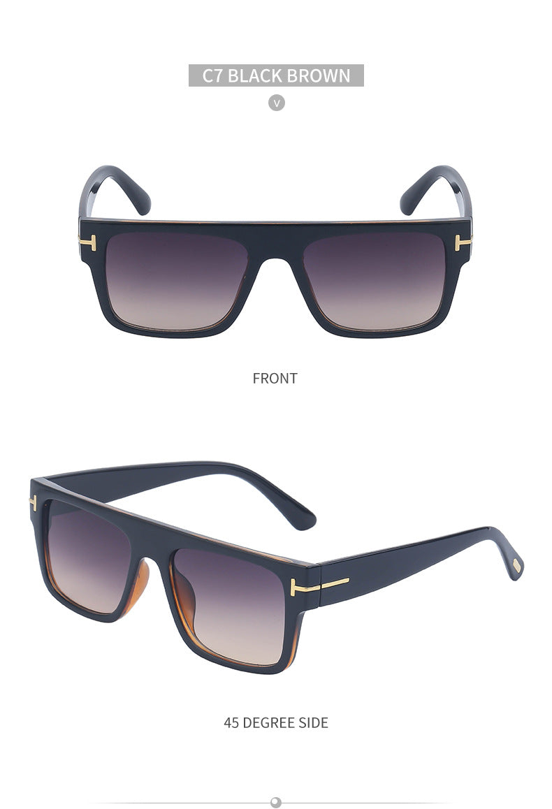 European and American retro women's sunglasses T Square Frame Sunglasses for Women Trendy Glasses Wholesale sunglasses