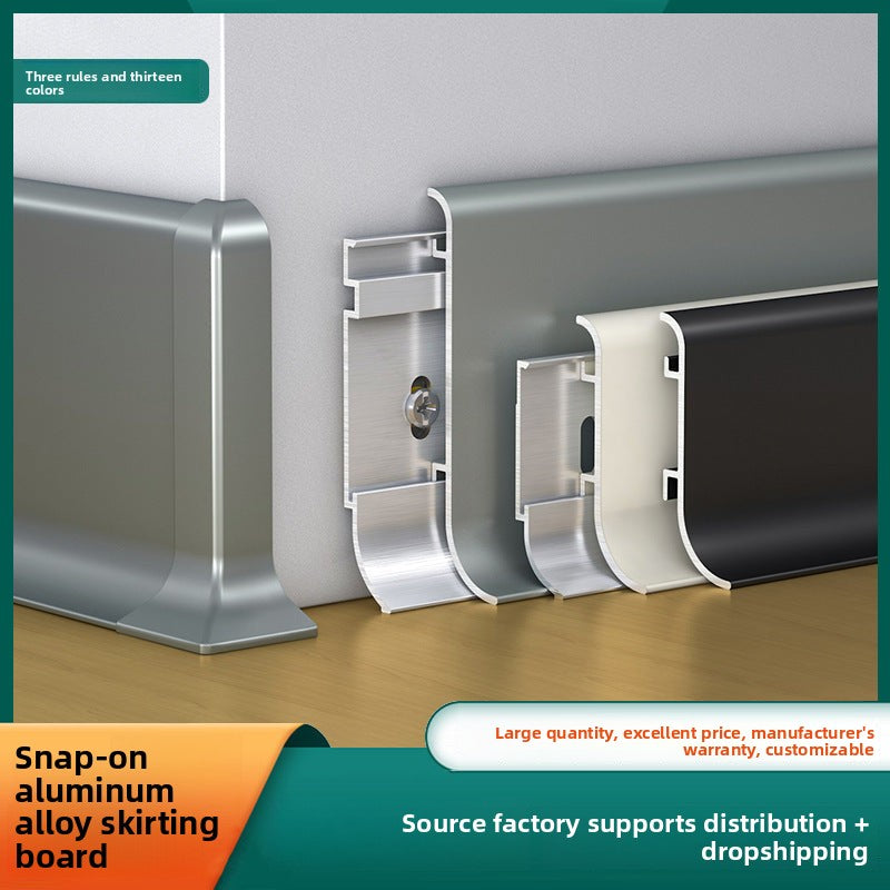 Aluminum alloy skirting board, ultra-thin snap-on minimalist corner trim6cm8cm Metal stainless steel ultra-narrow baseboard