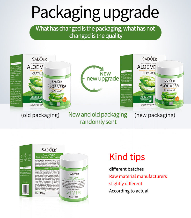 Aloe Vera Mud Mask100gSADOER Clean pores and refine skin gel mask cross-border wholesale