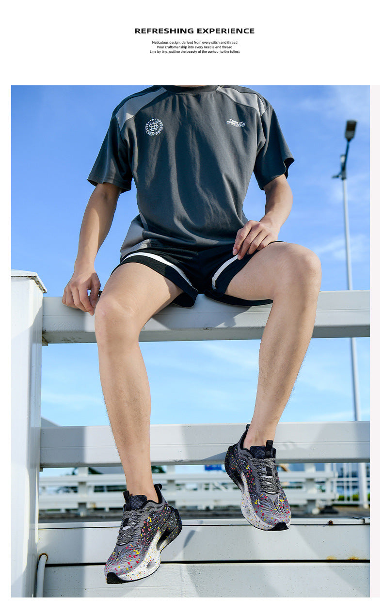 Autumn New Red Rabbit9Fluorescent Breathable Comfortable Couple Sports Shoes Ultra-Light Cushioning Rebound Anti-Slip Wear-Resistant Running