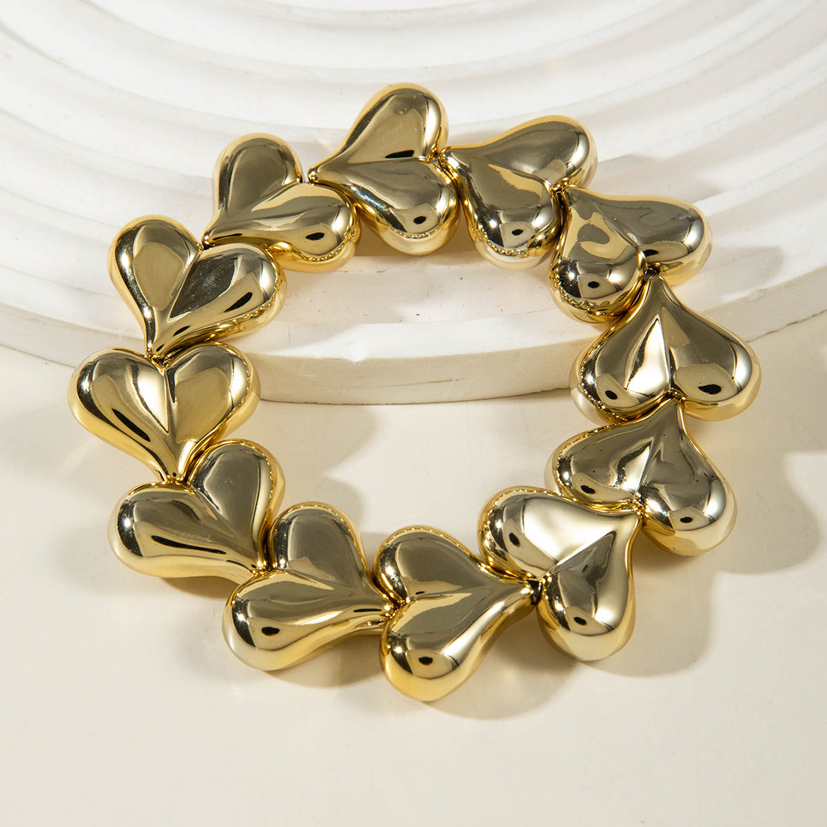 European and American Fashion Personality Heart Exaggerated Necklace Irregular ccb Beaded Bracelet Jewelry Set