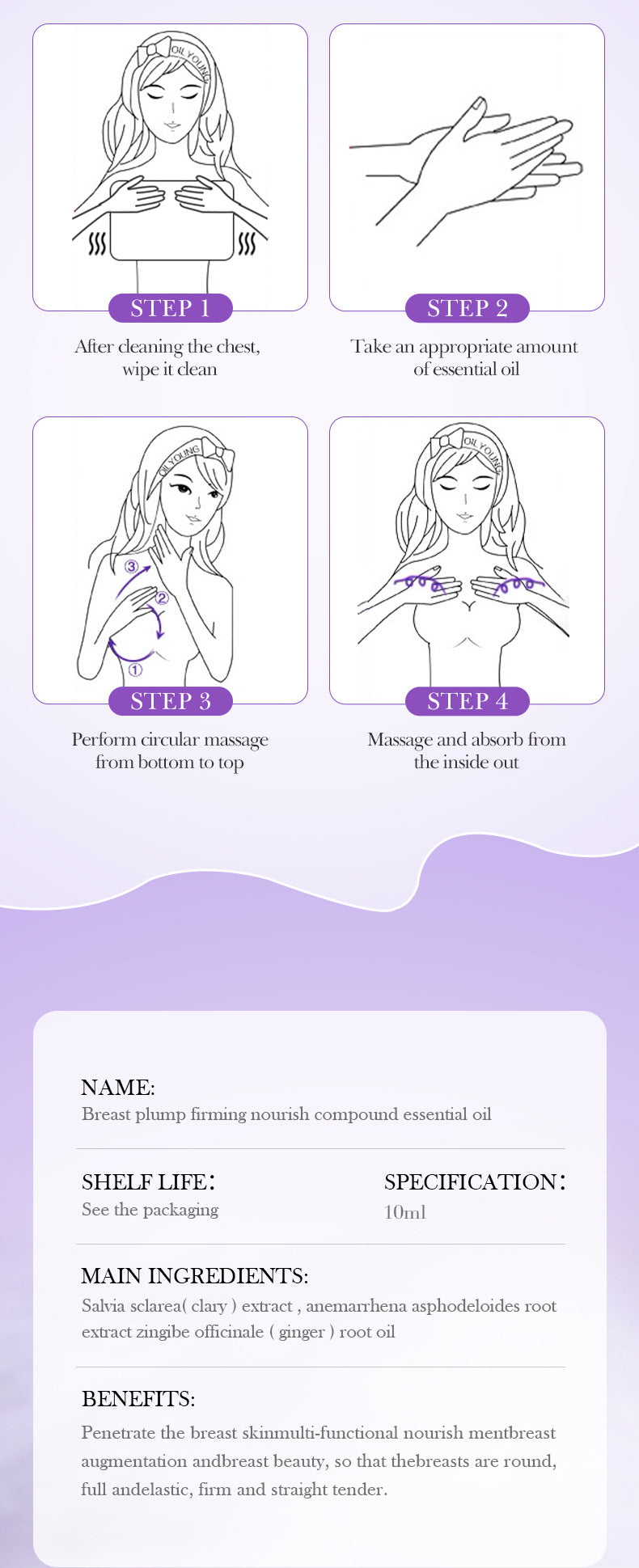 Full English Feng Yun Beauty Breast Essential Oil SADOER Moisturizing, Firming, Nourishing Breast Care Essential Oil  Wholesale