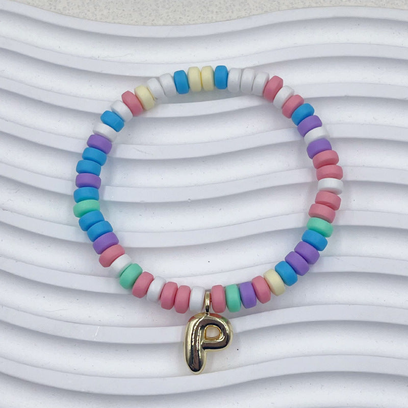 Bubble Balloon Letter Bracelet Best Friend Friendship Gift Sweet Bracelet Colorful Soft Clay Abacus Bead Bracelet