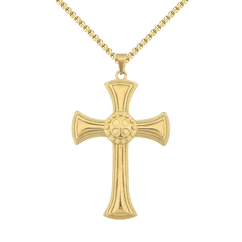 Source Simple Cross Electroplated gold Stainless Steel Men's Pendant Titanium Steel Necklace Accessories Factory Wholesale
