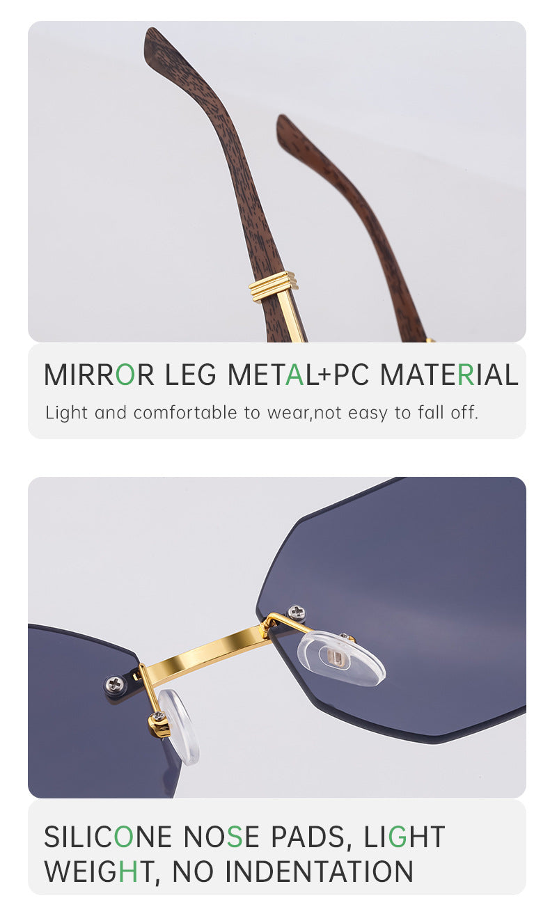 Vintage Imitation Wood Grain Leopard Temple Sunglasses Men's Square Frame Cut Edge Driving Sunglasses Wholesale shades