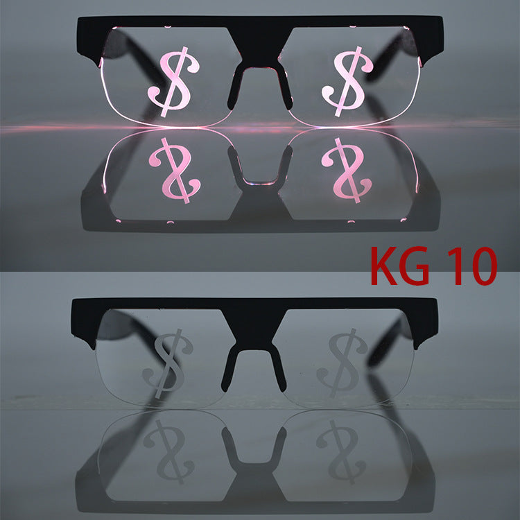New LED Glowing Red Eye Glasses Same Style Glowing Glasses Personality Funny Party Performance Flashing Props