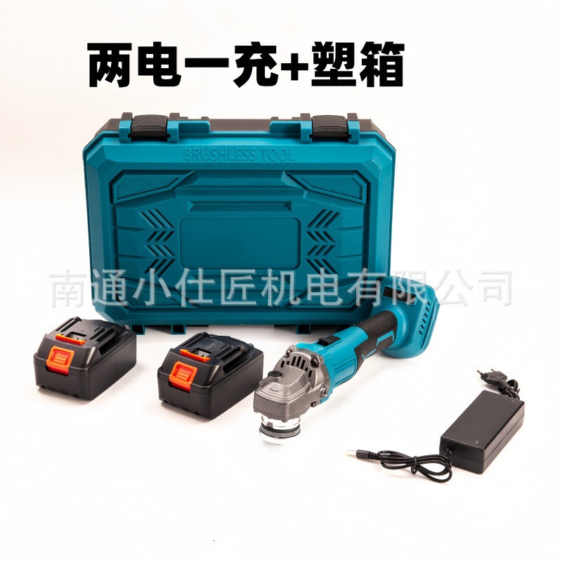 Rechargeable Lithium Battery Tool Brushless Angle Grinder Two Batteries One Charger Cross-Border AliExpress Model Household Grinding Angle Grinder