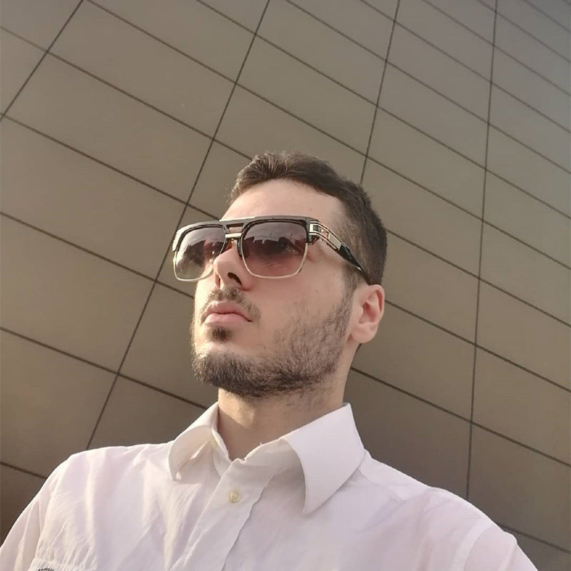 Glasses for Men Driving Special European and American Large Frame Sunglasses Men's High-end Sense Retro Trend Sunscreen Sunshade Full Frame Sunglasses