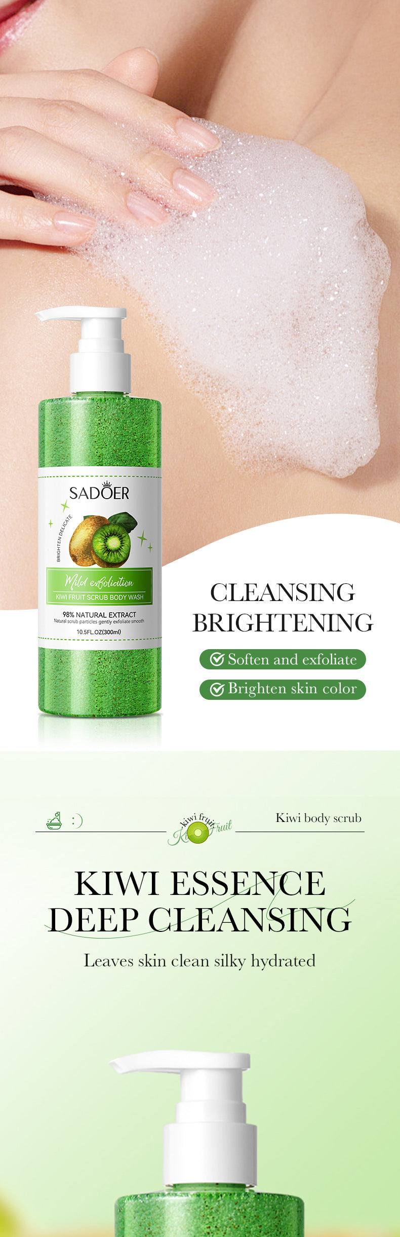 Full English Fruit Body Wash300mlSADOER Kiwi Body Scrub Shower Gel  Wholesale