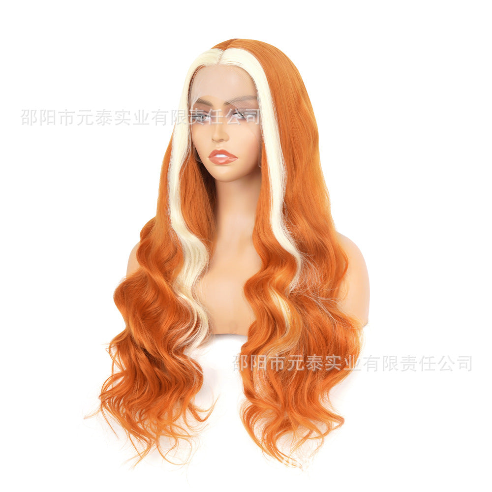 Lace Front Big Wave Synthetic Wig Long Curly Hair frontalwig Gradient Highlight Headband Gradient Highlight