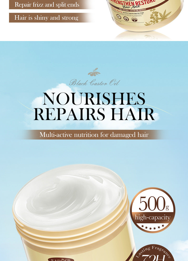 Black Castor Oil Hair Mask500gSADOER Nourishing, Smooth and Fluffy Conditioner Cross-Border Wholesale