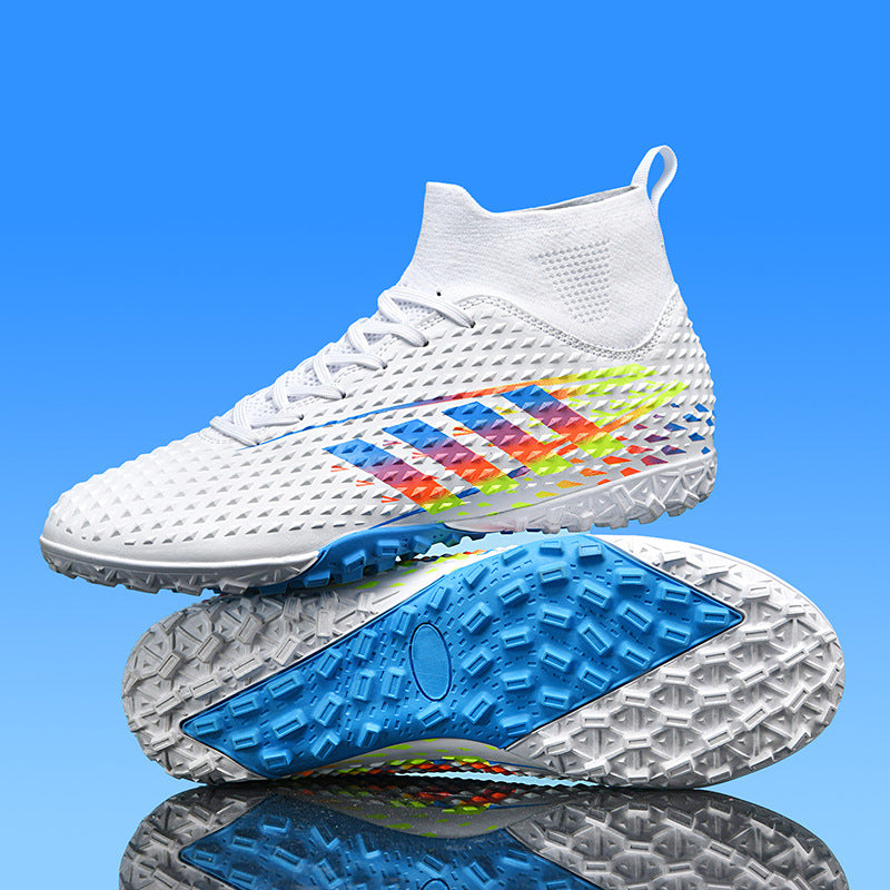 Gold-Plated Sole Men's Football Shoes with Studded Spikes AG Long Spike Shoes for Older Children, Middle and High School Students, Adults, Competition Training Sports Shoes