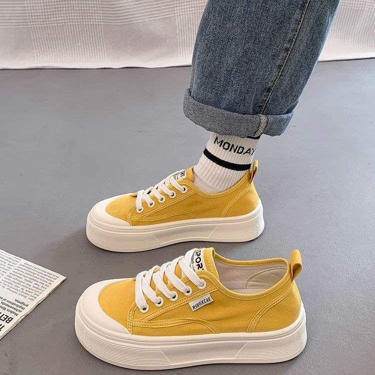 Women's Platform Canvas Shoes2025Summer New Breathable Versatile Casual Thin Height-Increasing White Sneakers