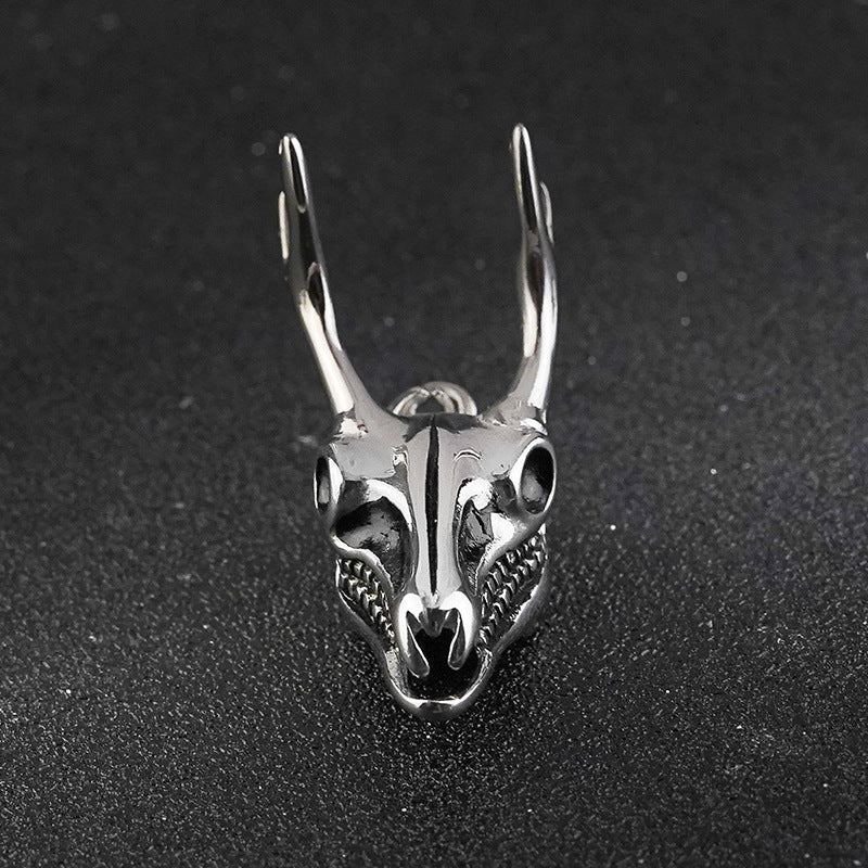 Hot Sale European and American Retro Punk Sheep Skull Stainless Steel Pendant Wholesale Accessories for Trendy Men's Rock Street Style