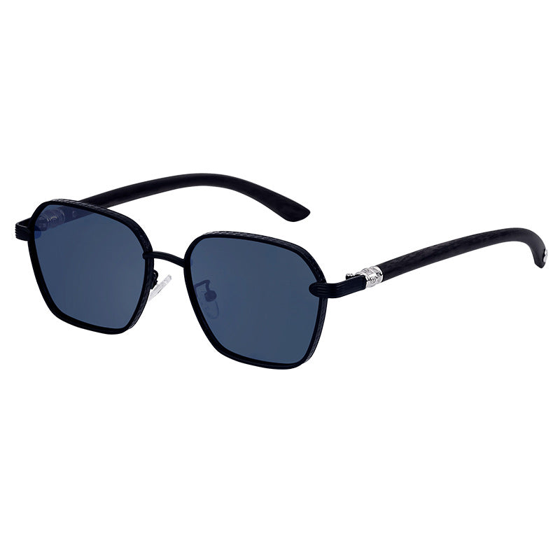 Vintage Imitation Wood Grain Temple Men's Sunglasses Outdoor Driving Square Frame Sunglasses Wholesale shades