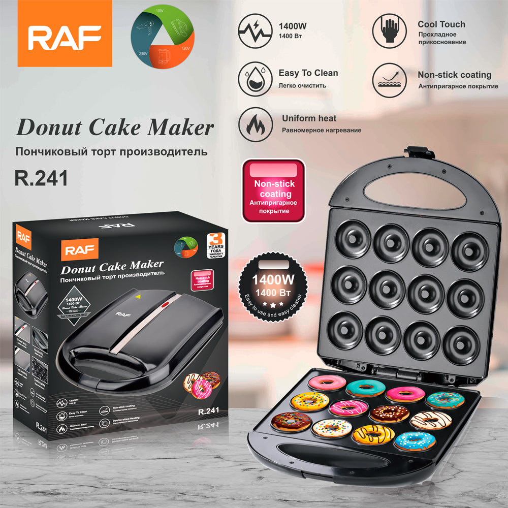 RAF Donut Breakfast Machine European Standard Household16Double-Sided Round Cake Maker Heating Baking Machine Electric Baking Pan