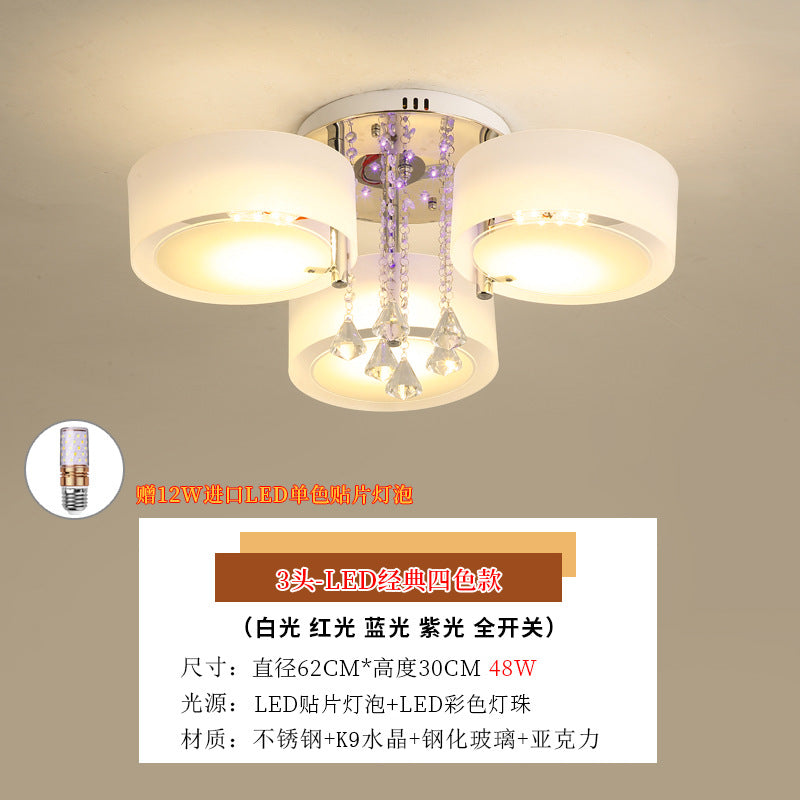 Living Room Lamp Crystal Lamp LED Ceiling Lamp Round Bedroom Lamp Simple Modern Elegant Home Dining Room Balcony Lighting
