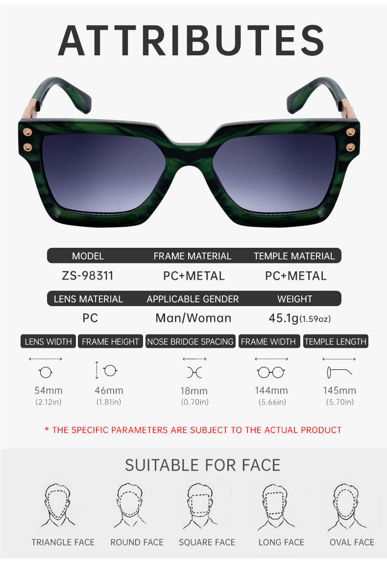 2025New European and American Style Square Frame Sunglasses for Men High-end Sun Protection Sunglasses Men's Trend Wholesale sunglasses