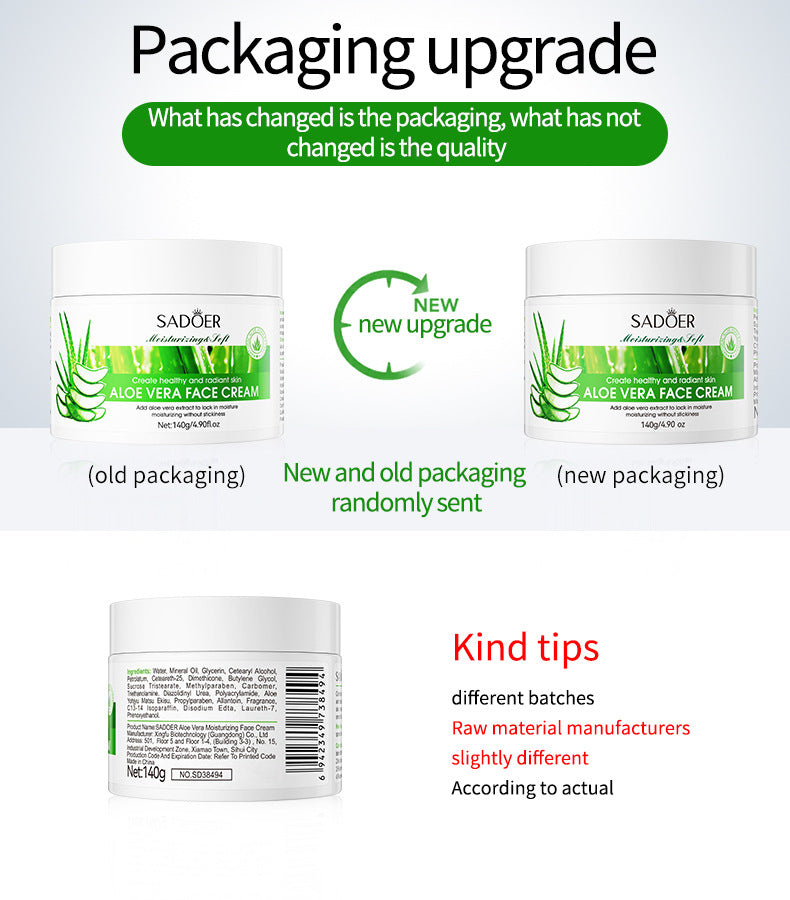 Full English Aloe Vera Skincare Set SADOER Cleansing, hydrating, moisturizing, and nourishing  foreign trade manufacturer wholesale