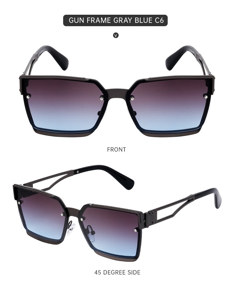 European and American Retro Punk Style Square Frame Sunglasses for Women Outdoor Sunshade Sunglasses for Men High-end Glasses Wholesale