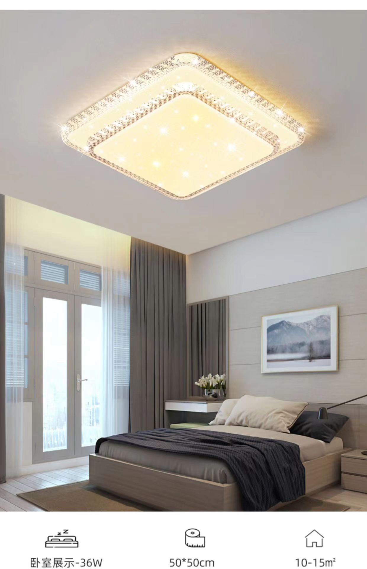 Imitation Crystal New Living Room Lamp LED Ceiling Lamp Master Bedroom Light Fixture Modern Simple Elegant Luxury Hall Main Light