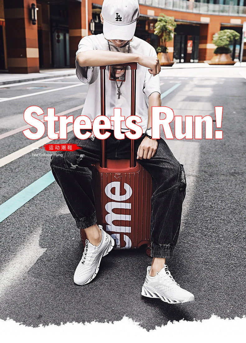 2025Summer New Men's Shoes Non-Slip Blade Shoes Men's Running Shoes Breathable Flyknit Mesh Shoes Sports Casual Shoes