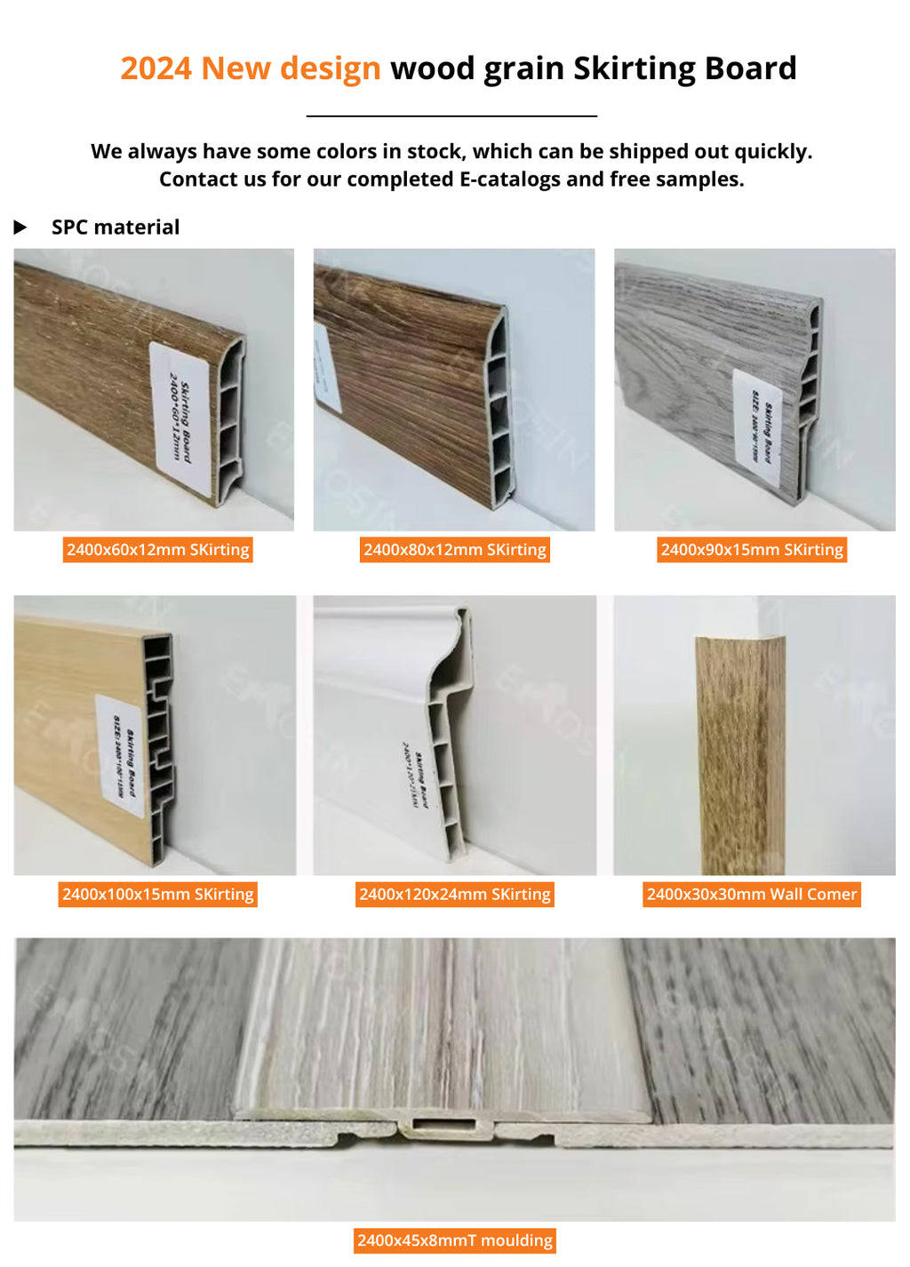 Competitive HDF MDF Fiberboard/Plastic/Pvc/Spc Flooring Accessory Skirting