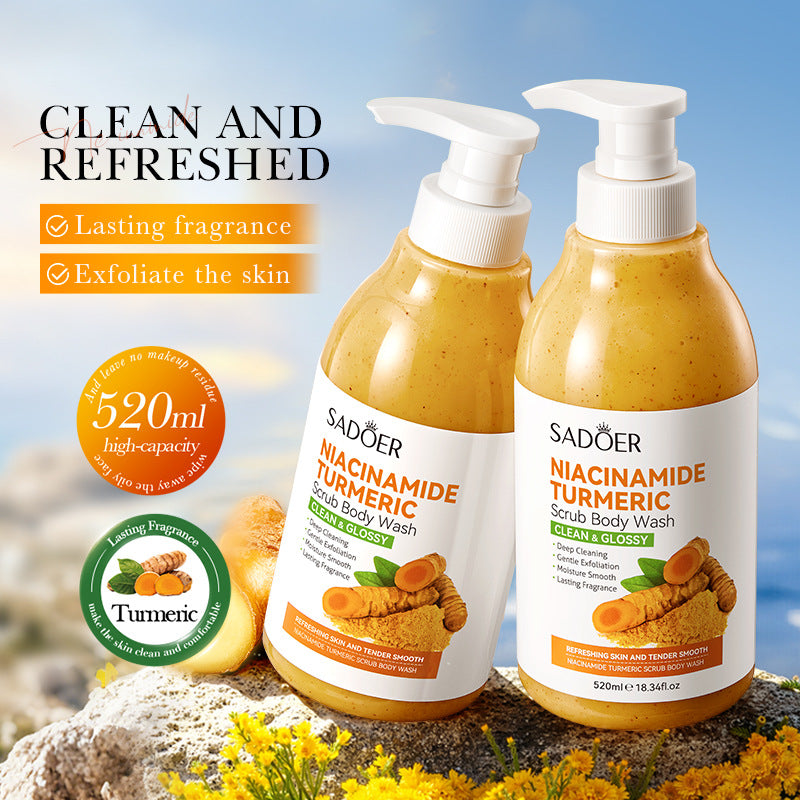 Turmeric Scrub Body Wash520ml  Niacinamide Cleansing Body Shower Gel Export Manufacturer Wholesale
