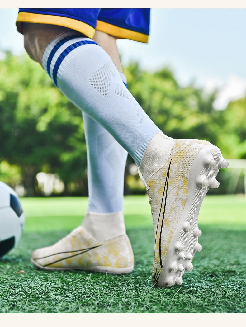 Football shoes high-top training shoes for teenagers, middle and primary school students AG Long Spike Broken Spike Rubber Spike Soccer Shoes