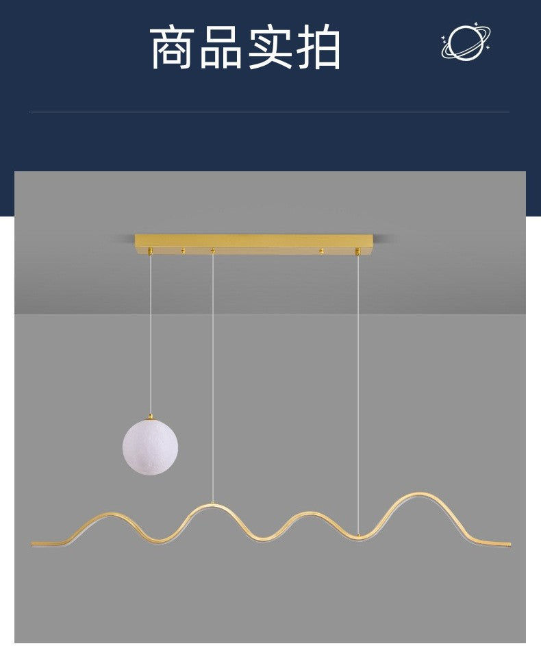 Restaurant Pendant Light Luxury Dining Room Table Bar Counter Lighting Modern Minimalist Moon Lamp Minimalist Long Strip Restaurant Light