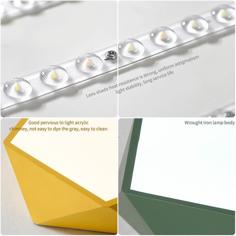 Creative Geometric Ceiling Light led Bedroom Lamp Nordic Creative Boys Girls Children's Room Lamp Iron Art Living Room Lamp