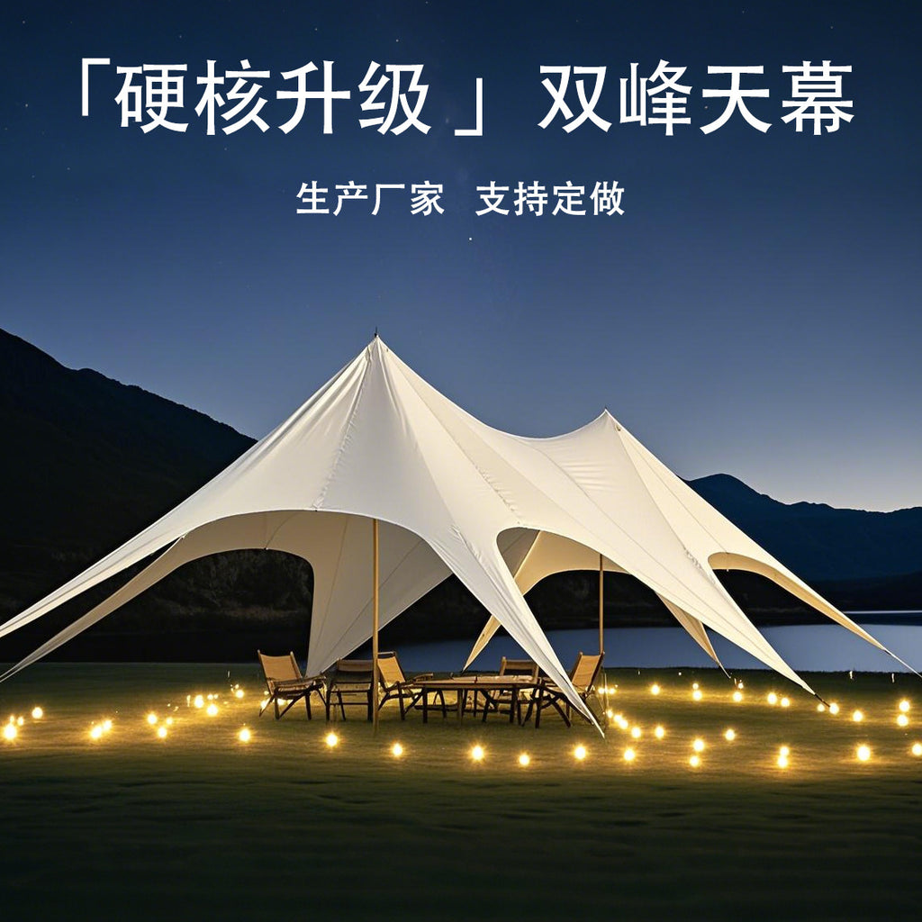 Extra Large Double Peak Canopy Tent Outdoor Camping Rainproof Sunproof Three Peak Giant Octopus Tent Camp Canopy