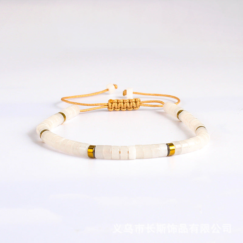 Women's Lapis Lazuli Handwoven Bracelet Natural Stone Beaded Green Imperial Adjustable Woven Bracelet