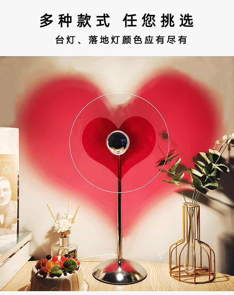 Romantic Love Bauhaus Table Lamp USB Plug-in Internet Celebrity Table Lamp Atmosphere Floor Lamp Projection Lamp Heart Lamp