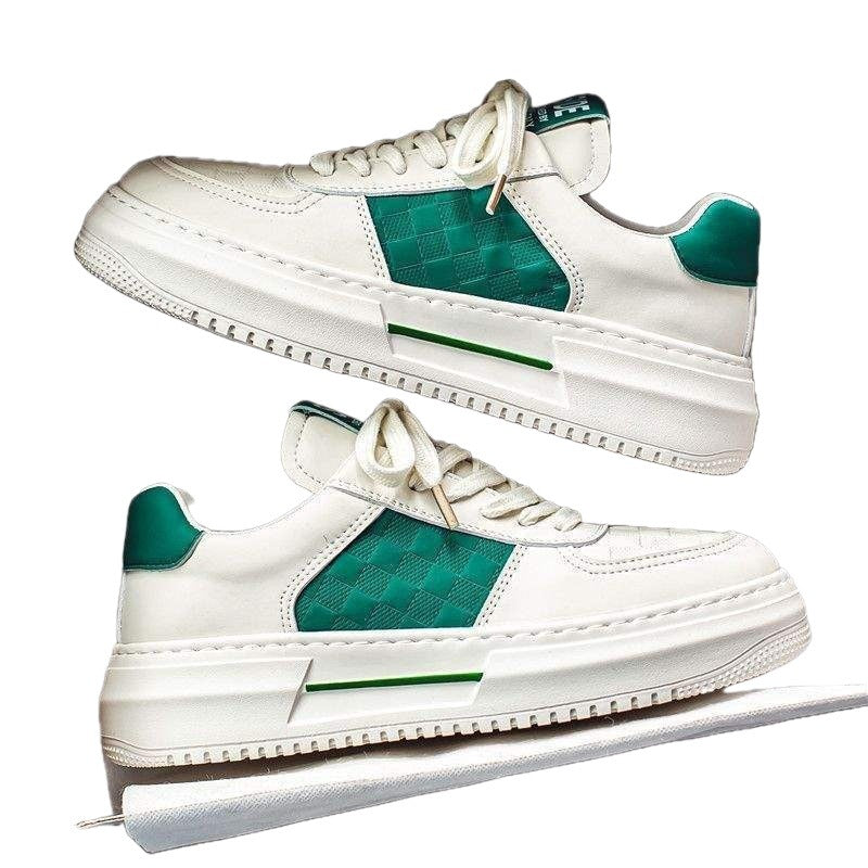 Spring White Sneakers for Men, Casual Trendy Shoes, Platform Shoes, Laceless Thick-Soled Height-Increasing Sports Shoes