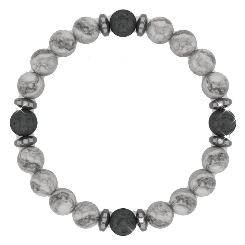 Colorful Stone Tiger Eye Bracelet Ladies Pink Crystal White Pine Bracelet8mm Beaded Elastic Cord Pink Zebra Spacer Bracelet