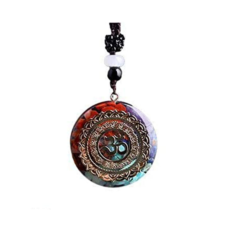 Men's Colorful Pendant Necklace Personalized Natural Crushed Stone Crystal Accessories Necklace Women's Colorful Crushed Stone Resin Necklace