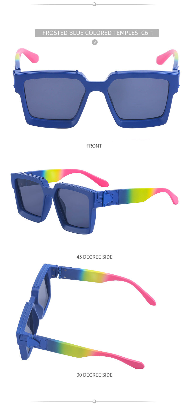 millionaire Large Square Frame Sunglasses for Women, Internet Celebrity Style, 0k Rich Driving Sun Protection Sunglasses for Men86229