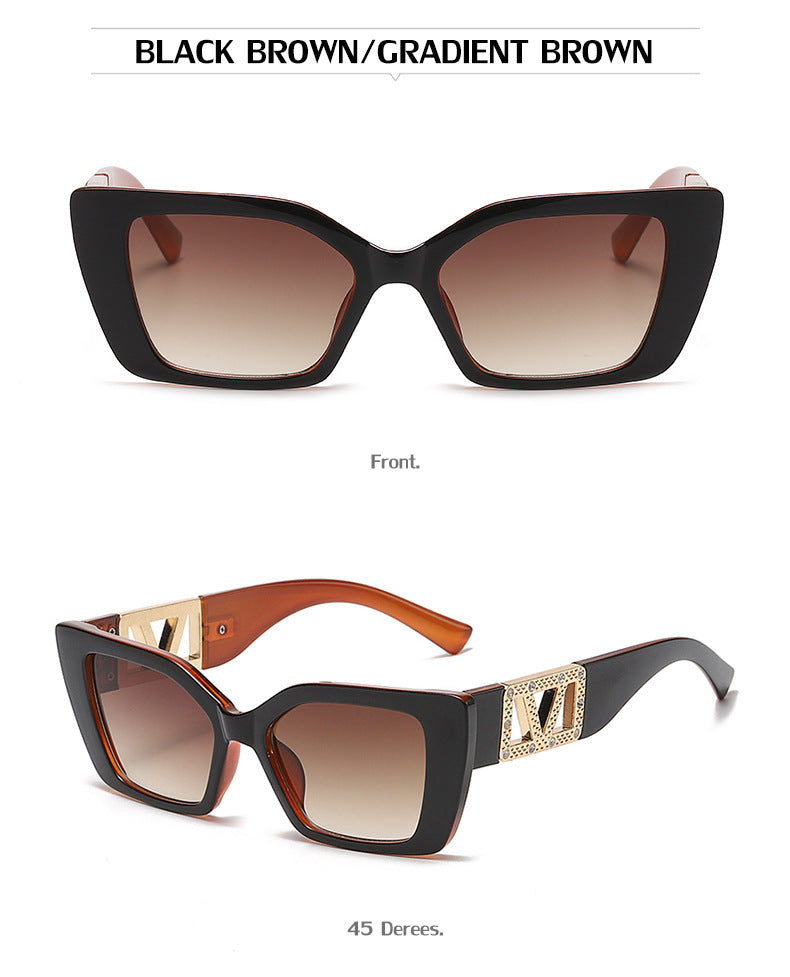 European and American Fashion Small Square Frame Sunglasses for Women, High-End Trendy Cat Eye Diamond-Studded Men's Driving Sunglasses